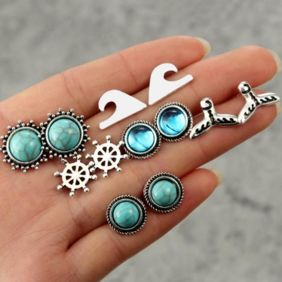 Jewelry - NEW 6 pairs turquoise stud earrings set